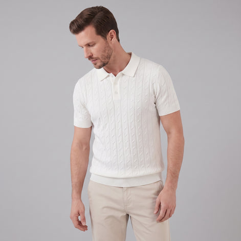 Men's Textured Knit Polo Shirt