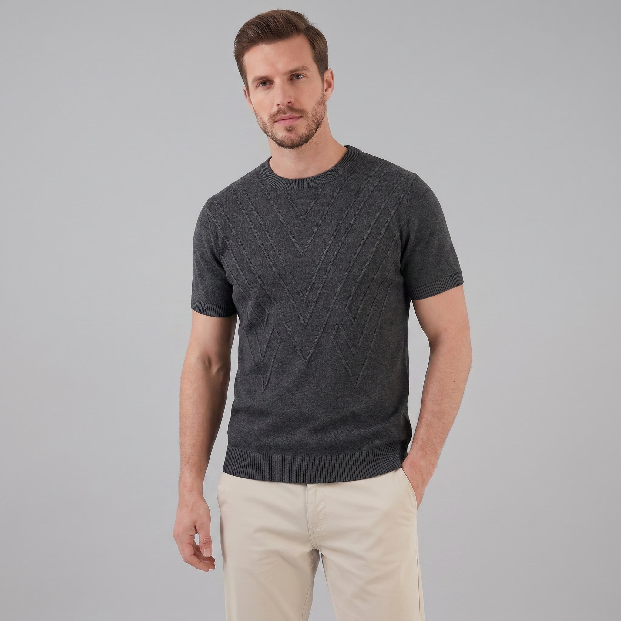 Men's Textured Knit T-Shirt for Comfort and Style