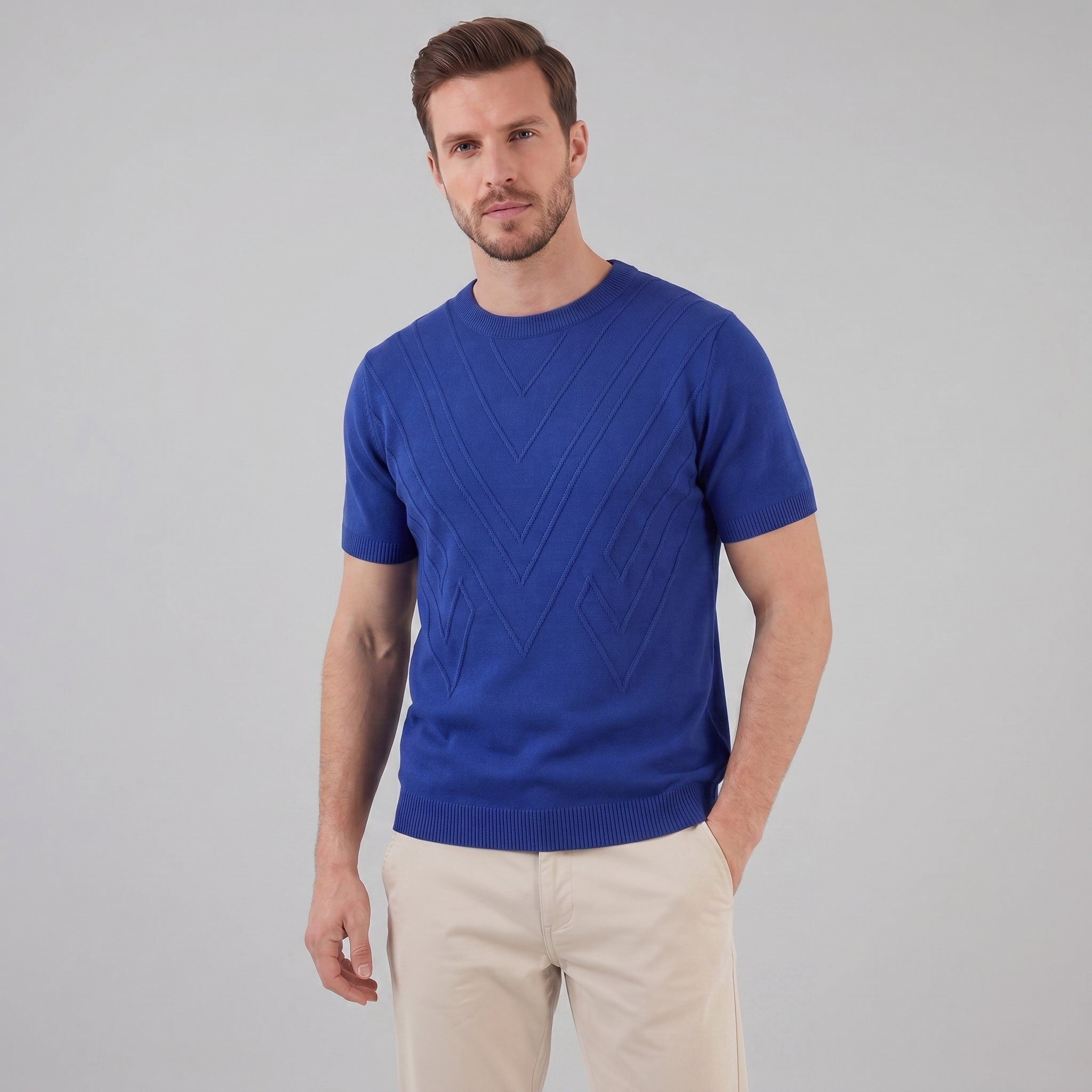 Men's Textured Knit T-Shirt for Comfort and Style