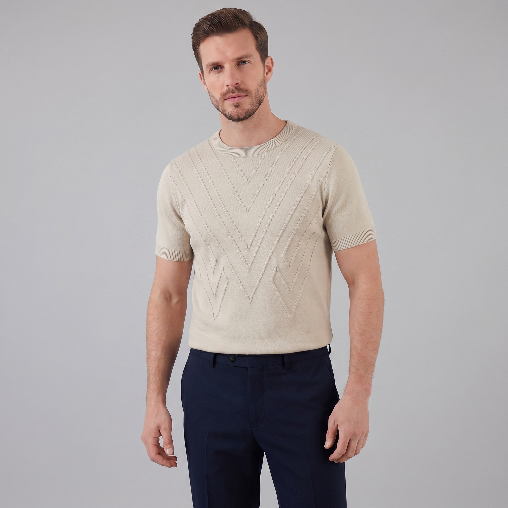 Men's Textured Knit T-Shirt for Comfort and Style