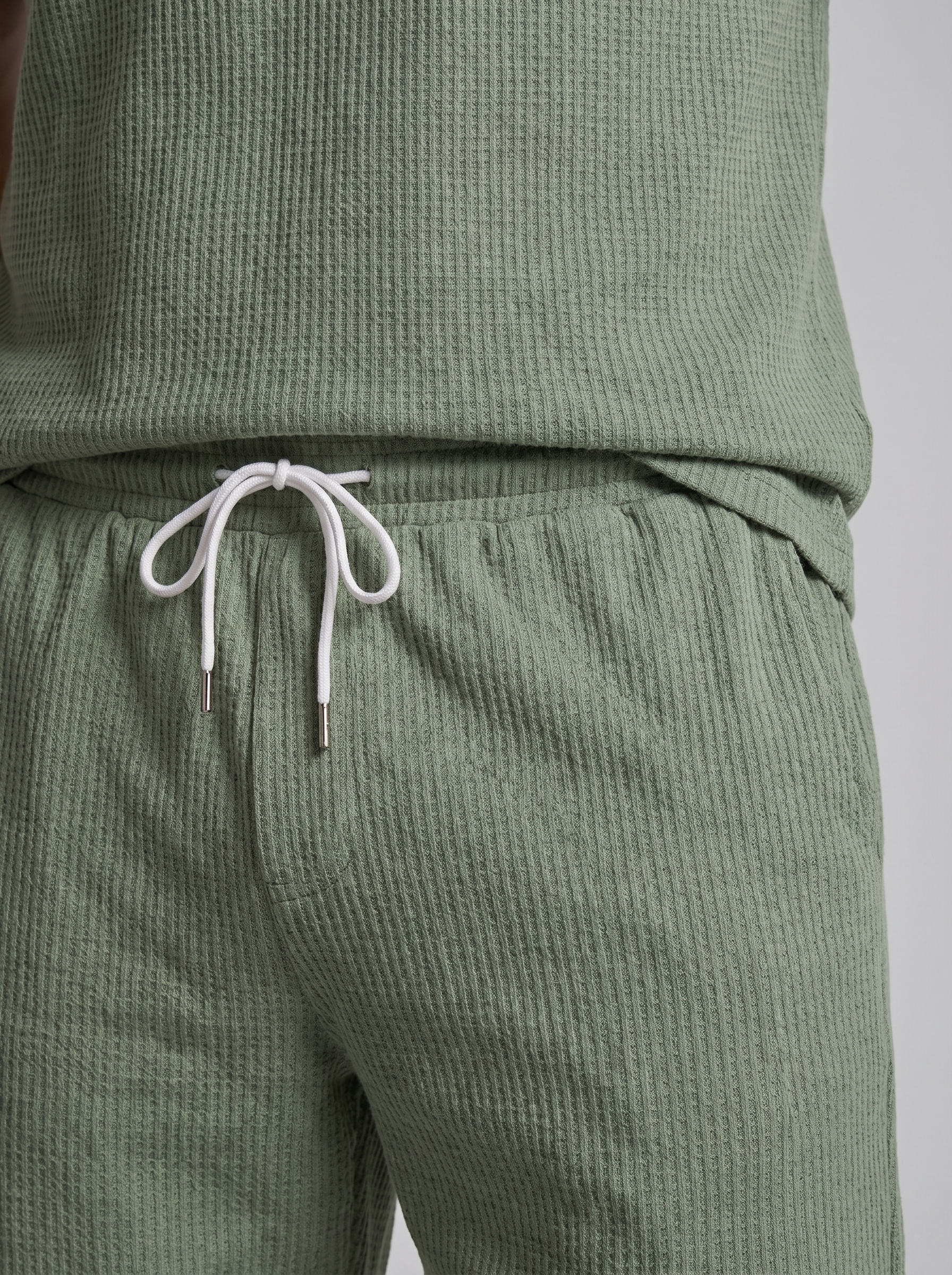 Men's Textured Knit Two Piece Set with Polo and Shorts