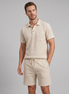 Men's Textured Knit Two Piece Set with Polo and Shorts