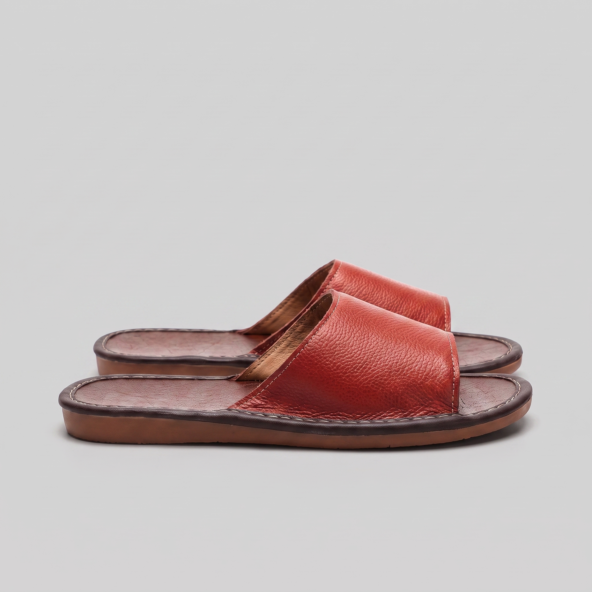 Men's Textured Leather Open-Toe Slide Sandal