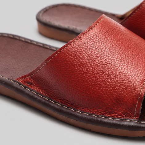 Men's Textured Leather Open-Toe Slide Sandal