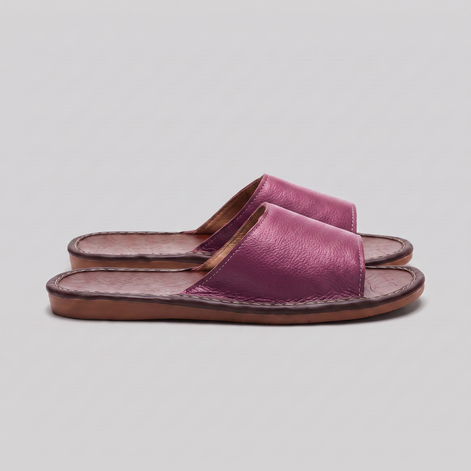 Men's Textured Leather Open-Toe Slide Sandal