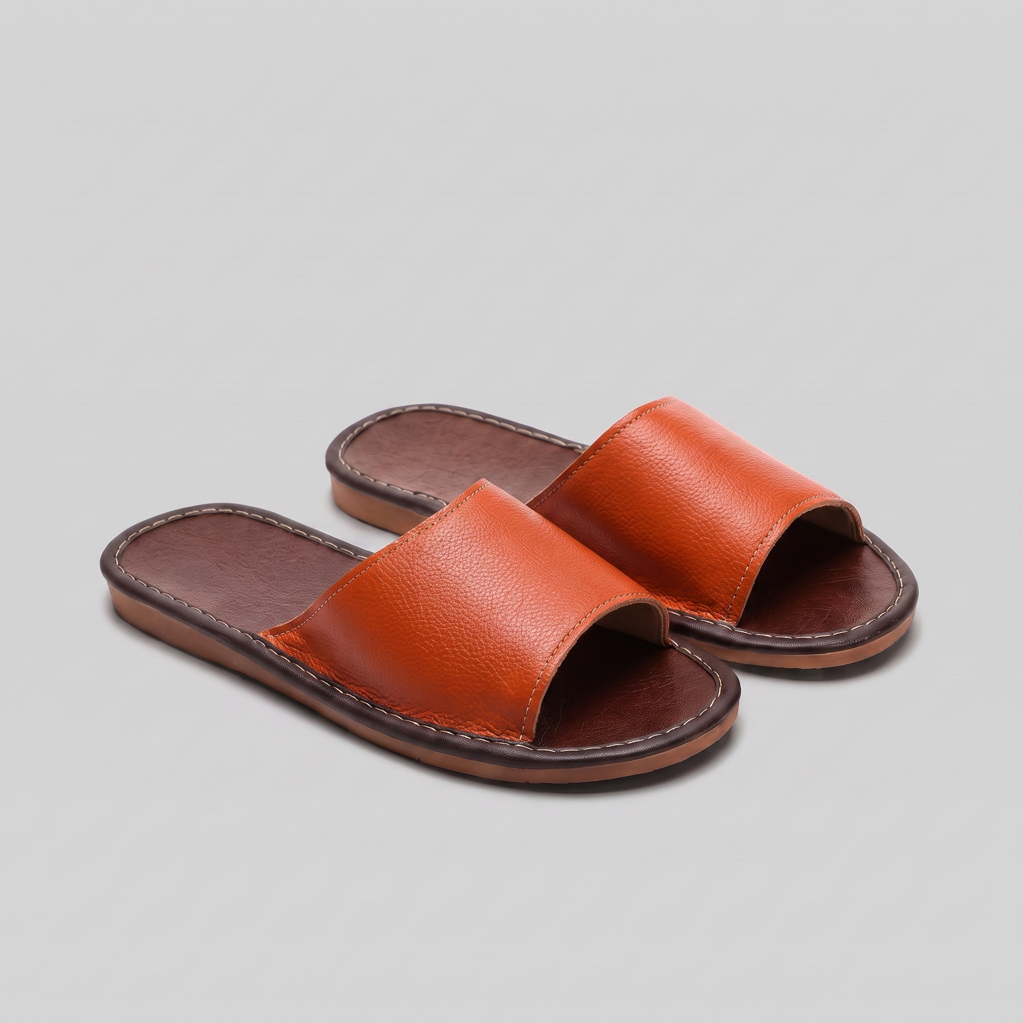 Men's Textured Leather Open-Toe Slide Sandal