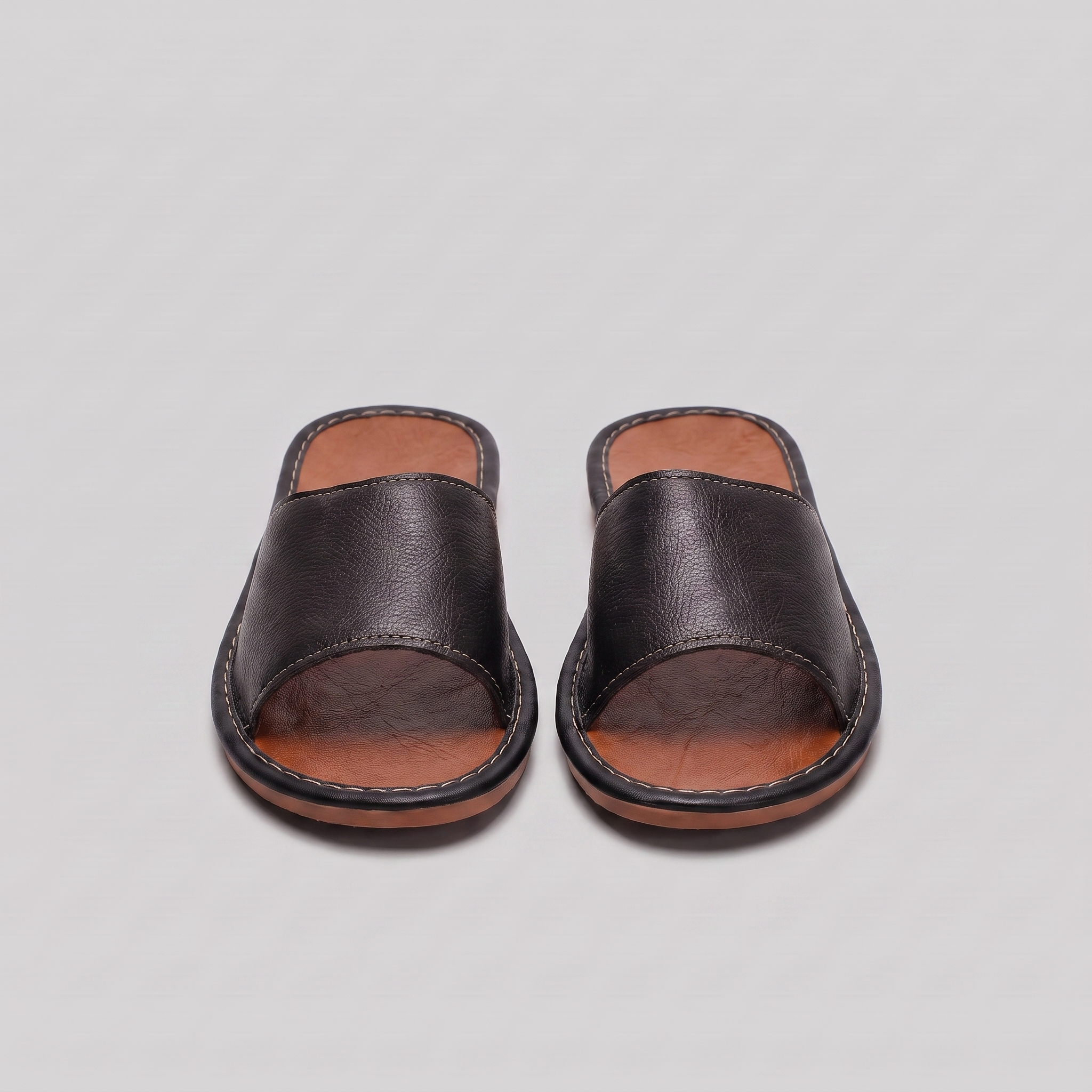 Men's Textured Leather Open-Toe Slide Sandal