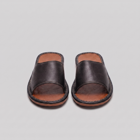 Men's Textured Leather Open-Toe Slide Sandal