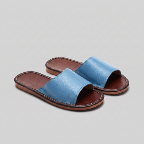 Men's Textured Leather Open-Toe Slide Sandal