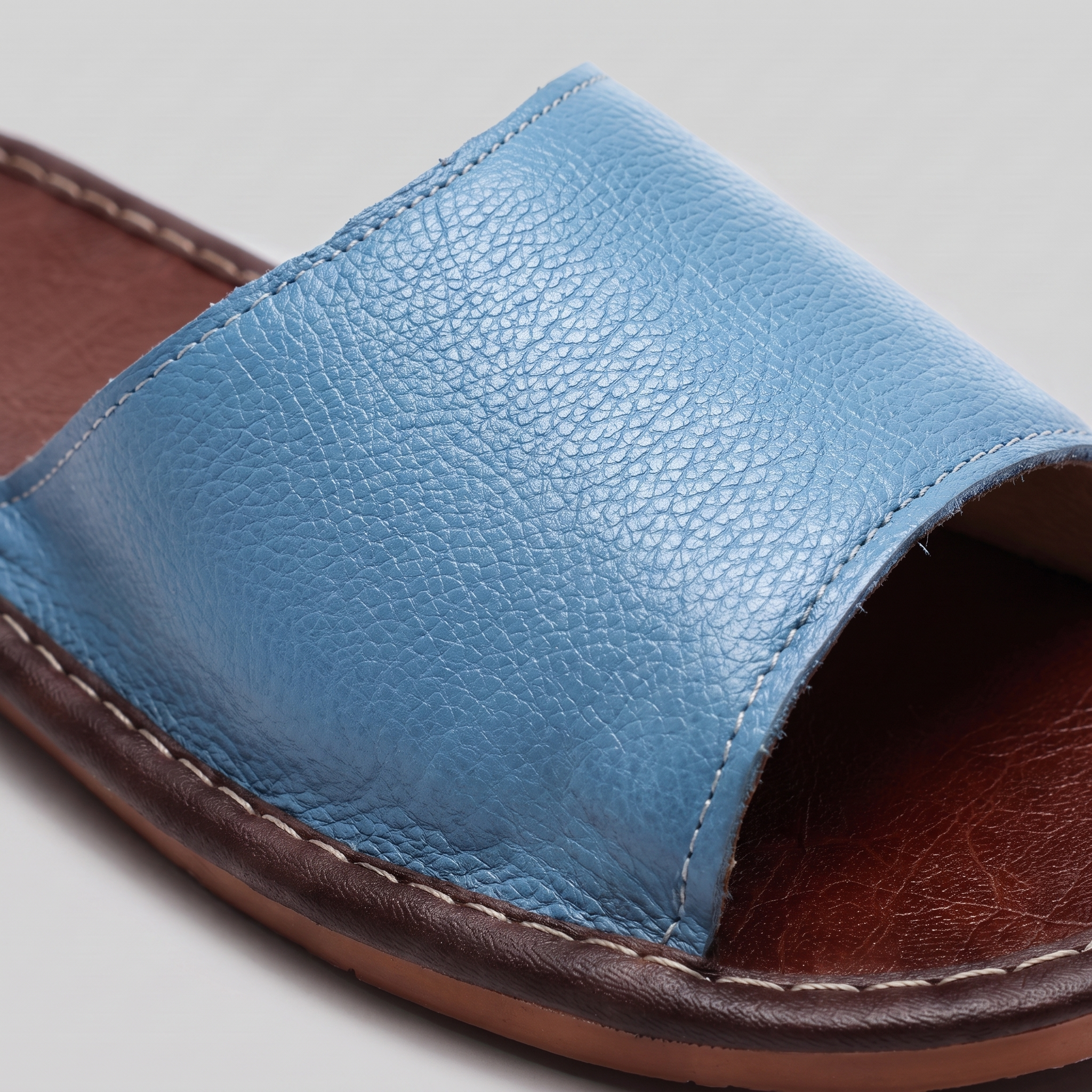 Men's Textured Leather Open-Toe Slide Sandal