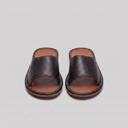 Men's Textured Leather Open-Toe Slide Sandal