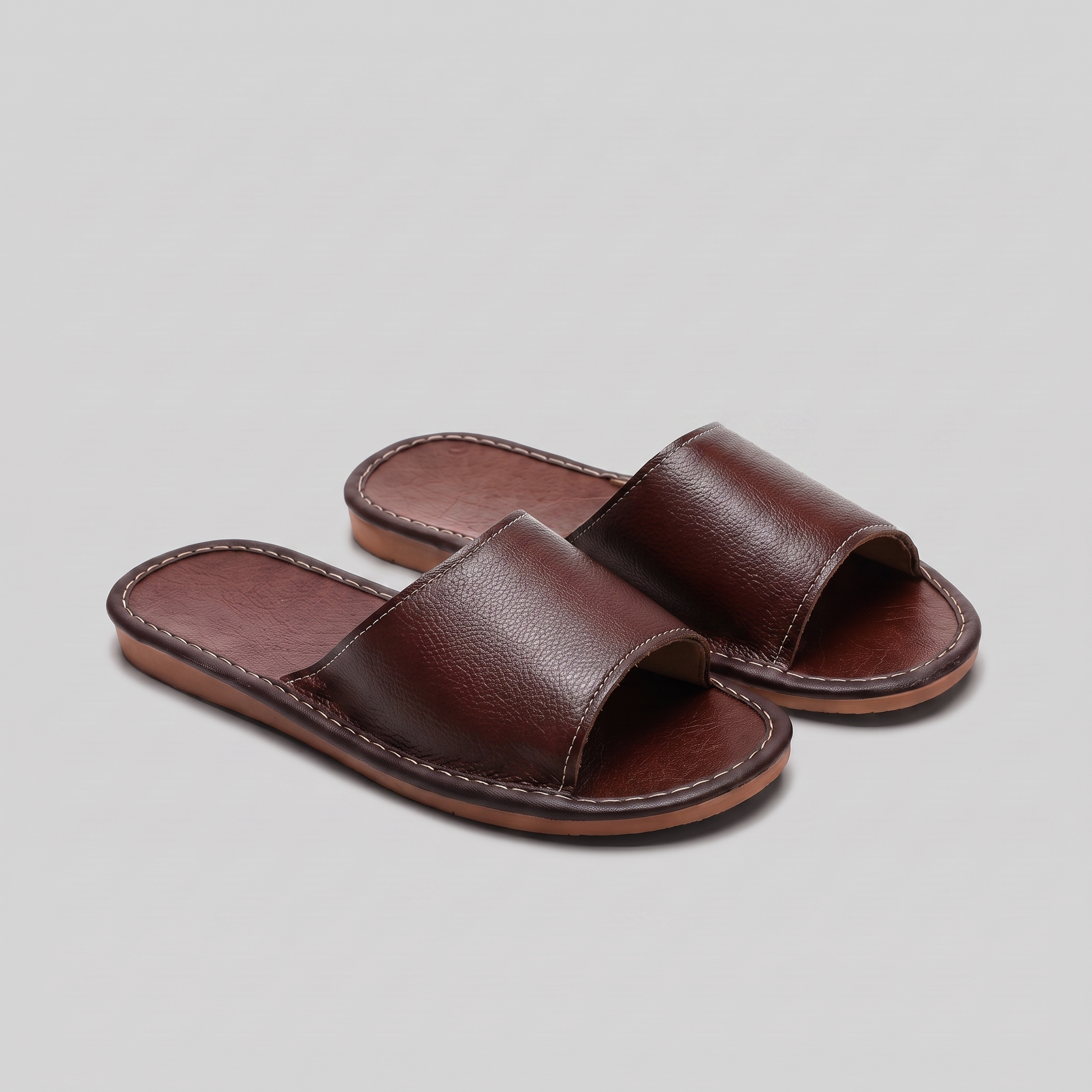 Men's Textured Leather Open-Toe Slide Sandal