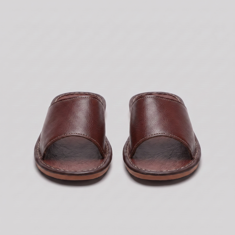 Men's Textured Leather Open-Toe Slide Sandal