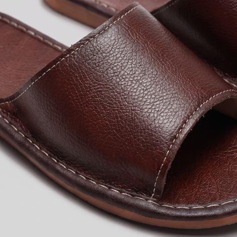 Men's Textured Leather Open-Toe Slide Sandal