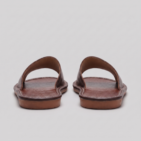 Men's Textured Leather Open-Toe Slide Sandal