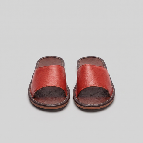 Men's Textured Leather Open-Toe Slide Sandal