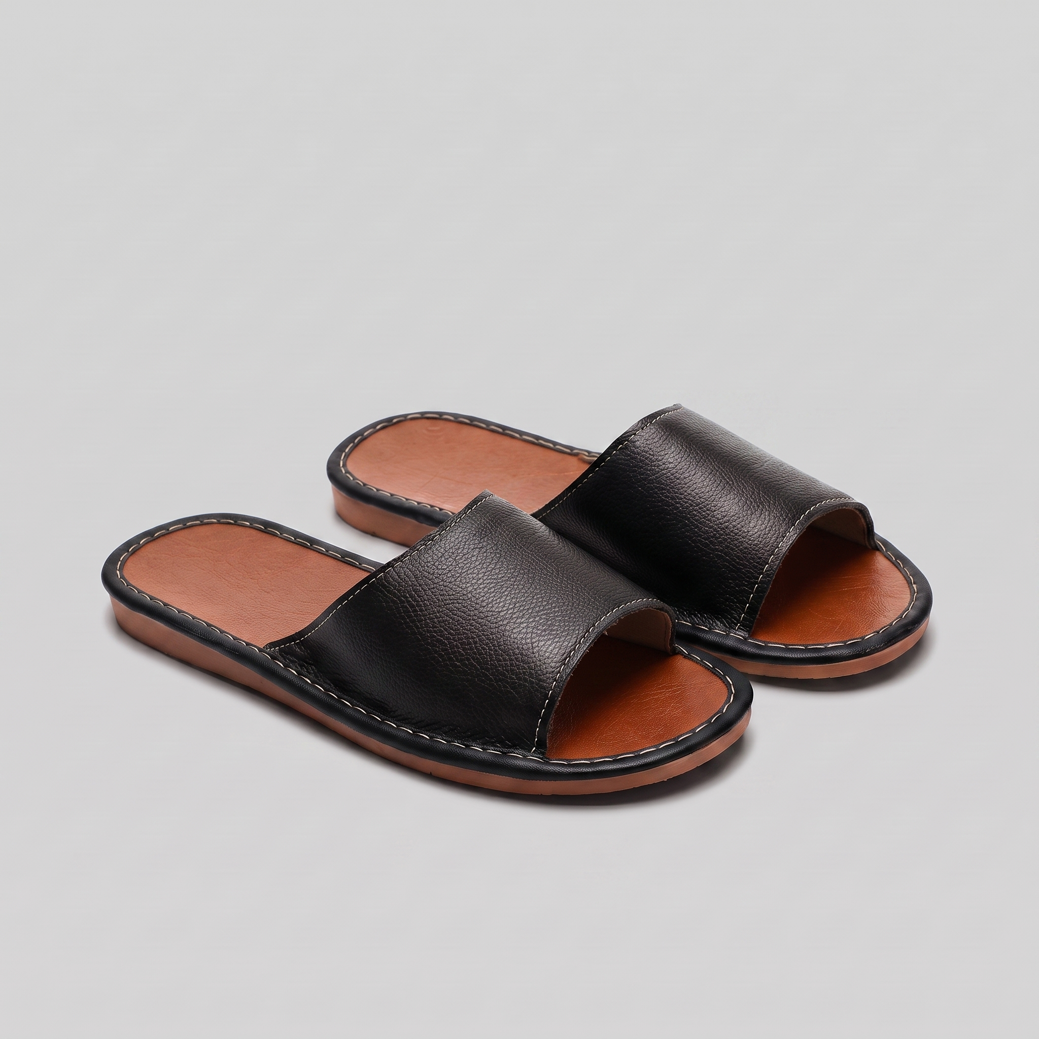 Men's Textured Leather Open-Toe Slide Sandal