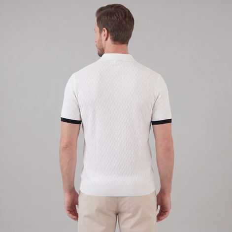 Men's Textured Polo Shirt with Contrast Collar