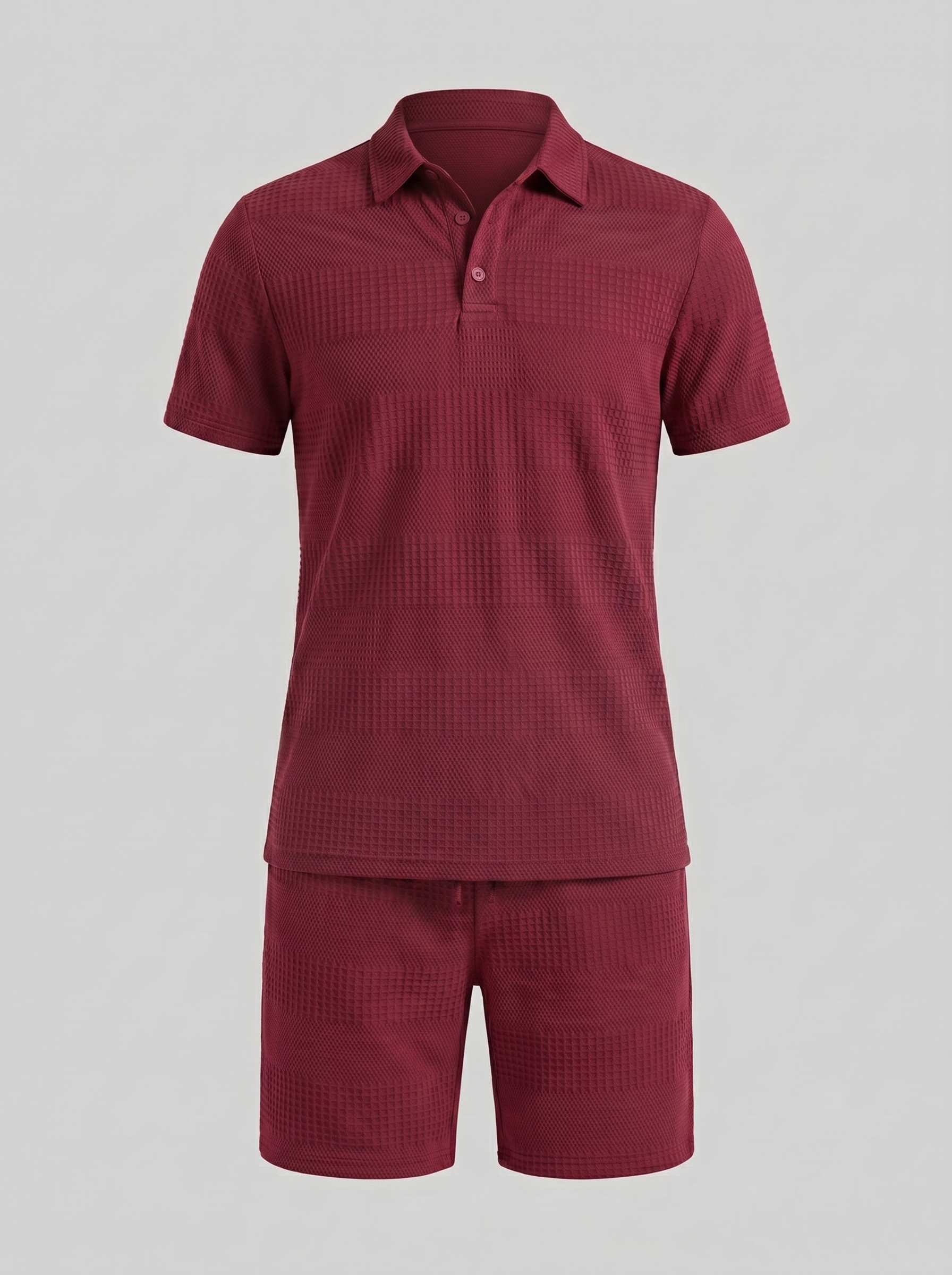 Men's Textured Polo and Shorts Set