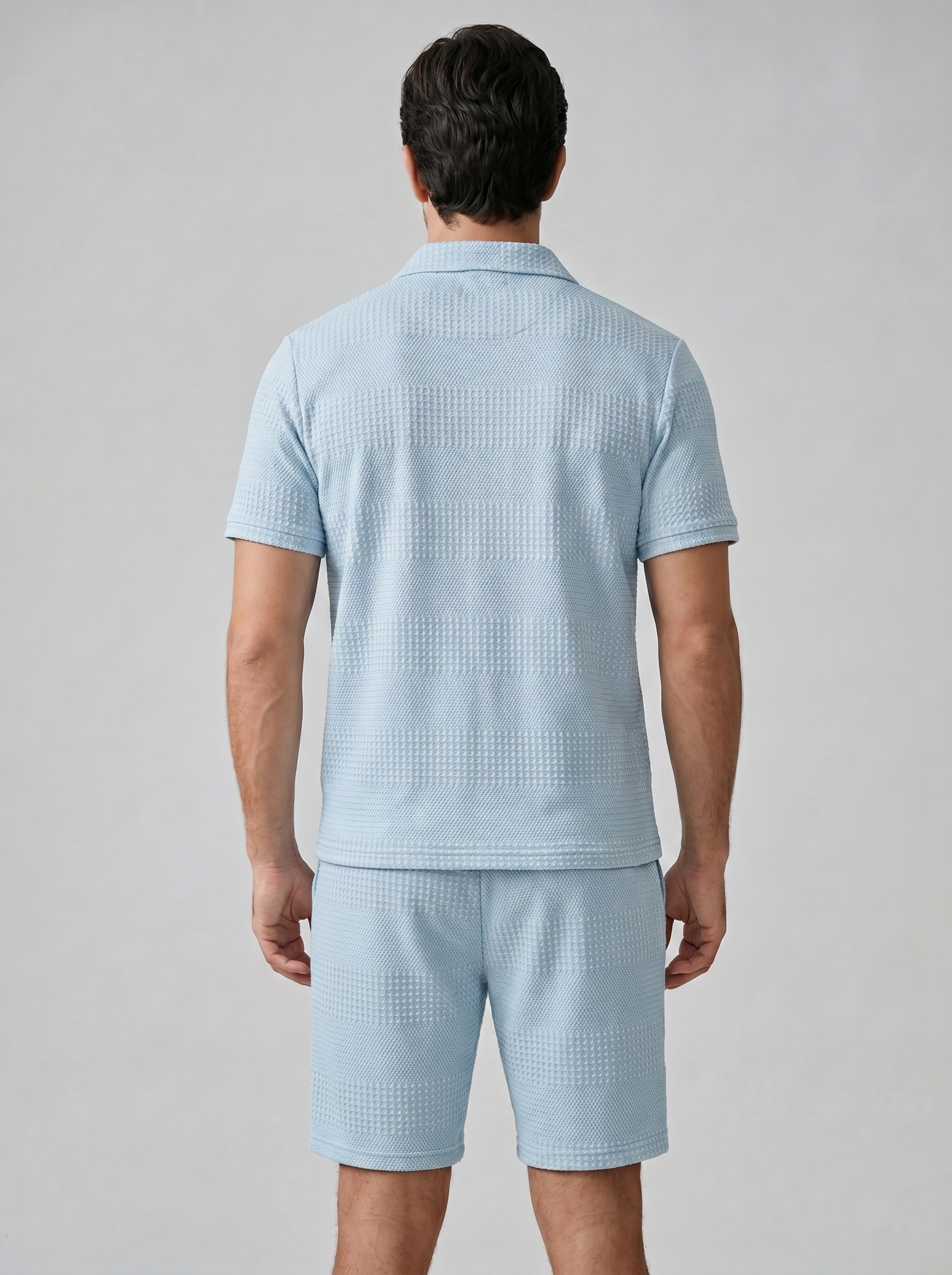 Men's Textured Polo and Shorts Set