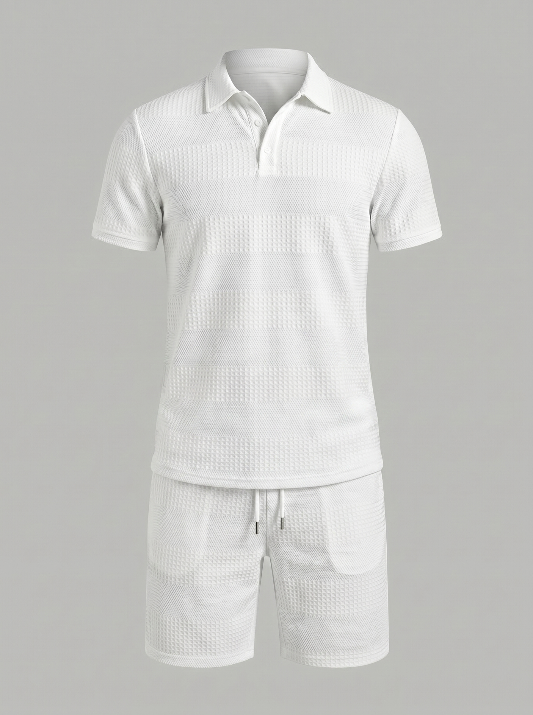 Men's Textured Polo and Shorts Set