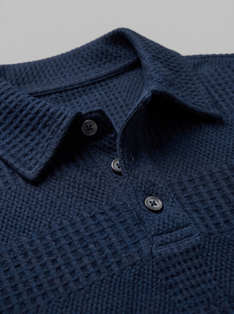 Men's Textured Polo and Shorts Set