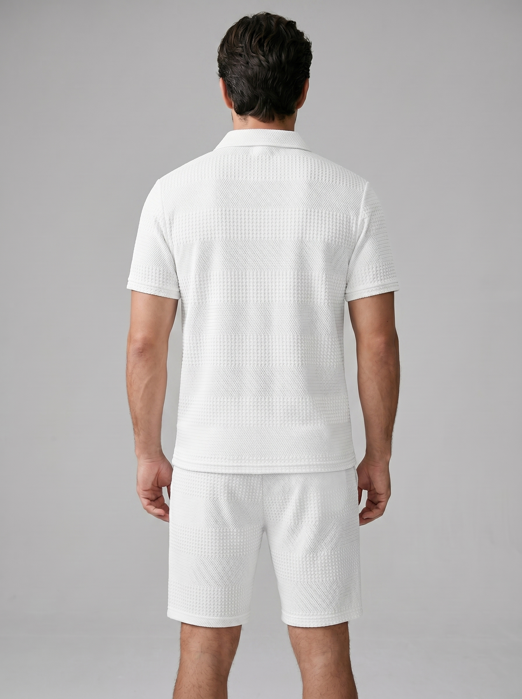 Men's Textured Polo and Shorts Set