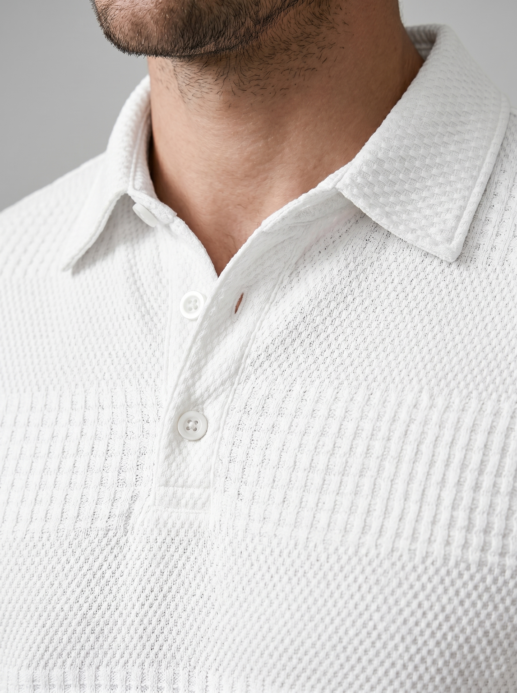 Men's Textured Polo and Shorts Set