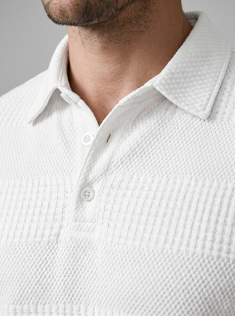 Men's Textured Polo and Shorts Set