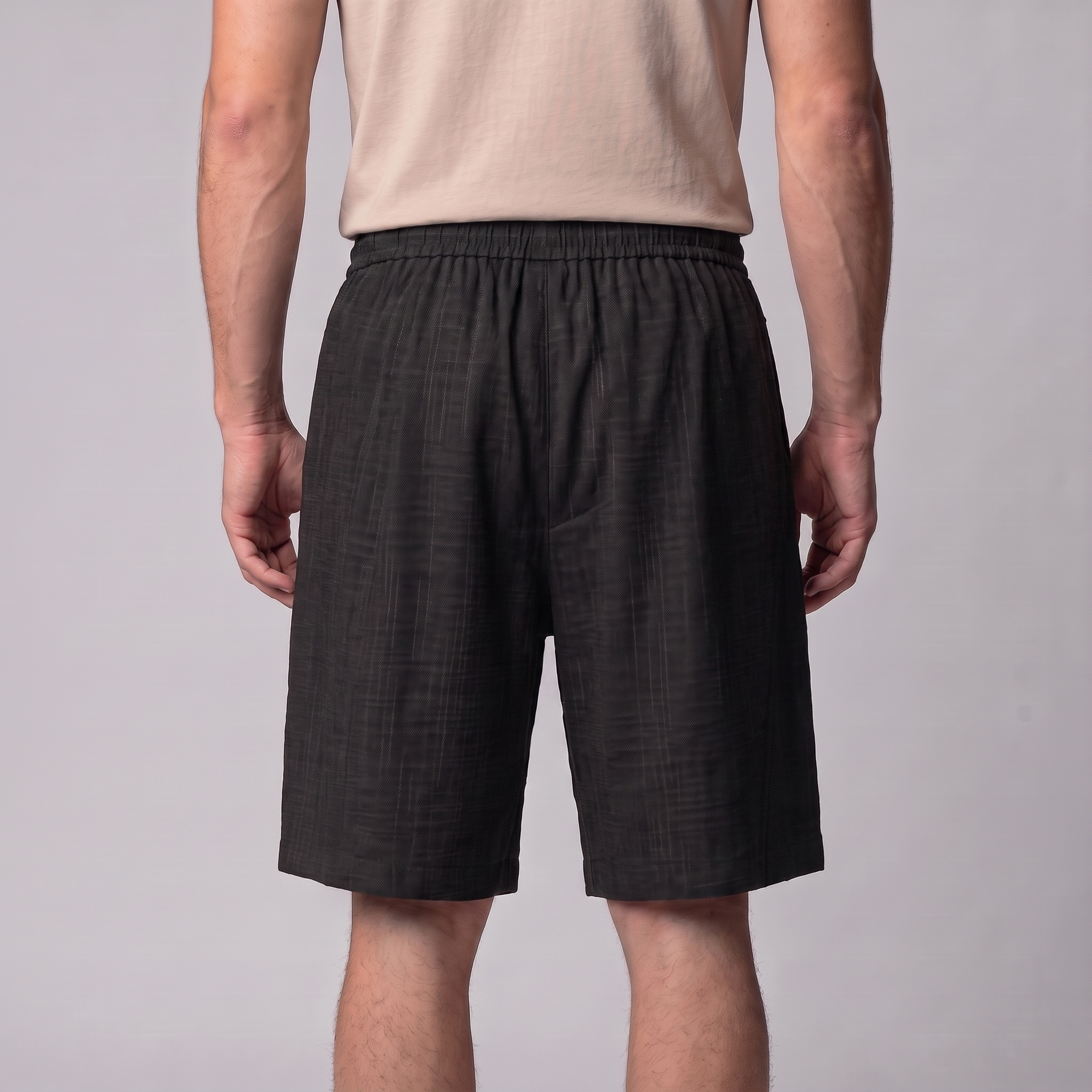 Men's Textured Polyester Drawstring Shorts