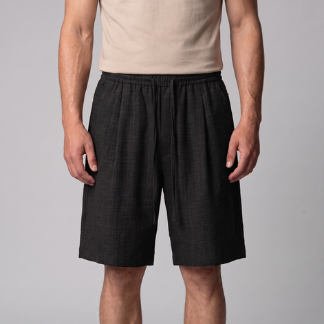 Men's Textured Polyester Drawstring Shorts