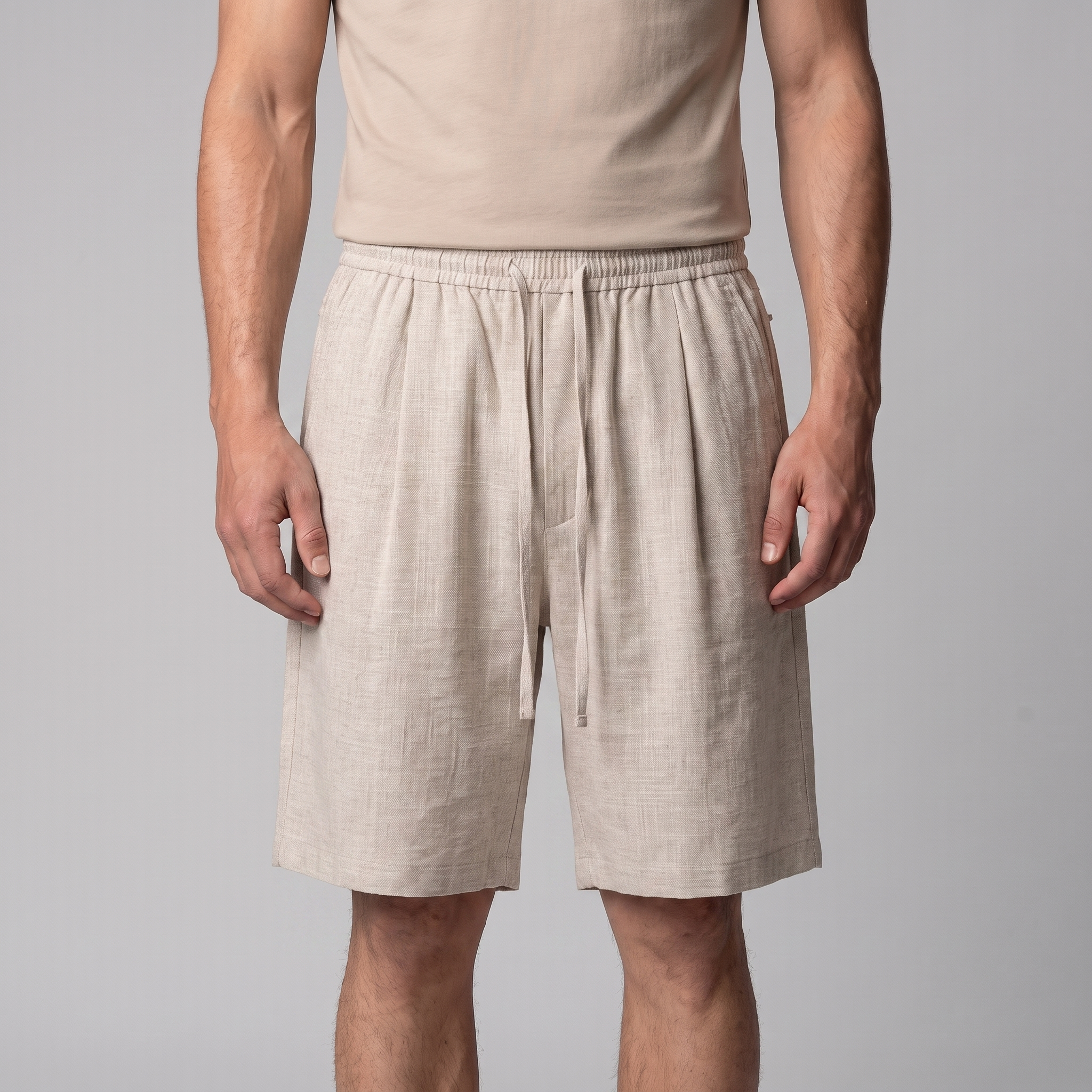 Men's Textured Polyester Drawstring Shorts