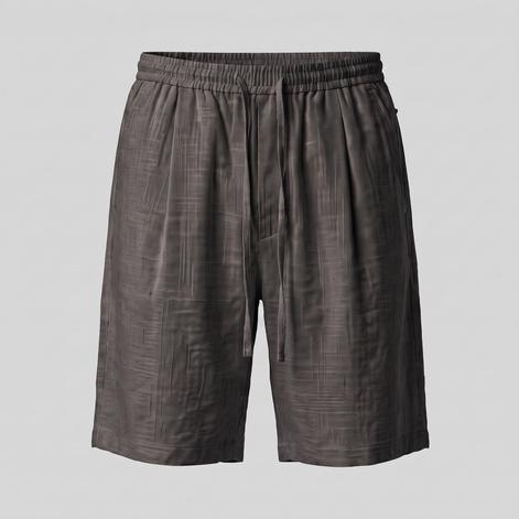 Men's Textured Polyester Drawstring Shorts