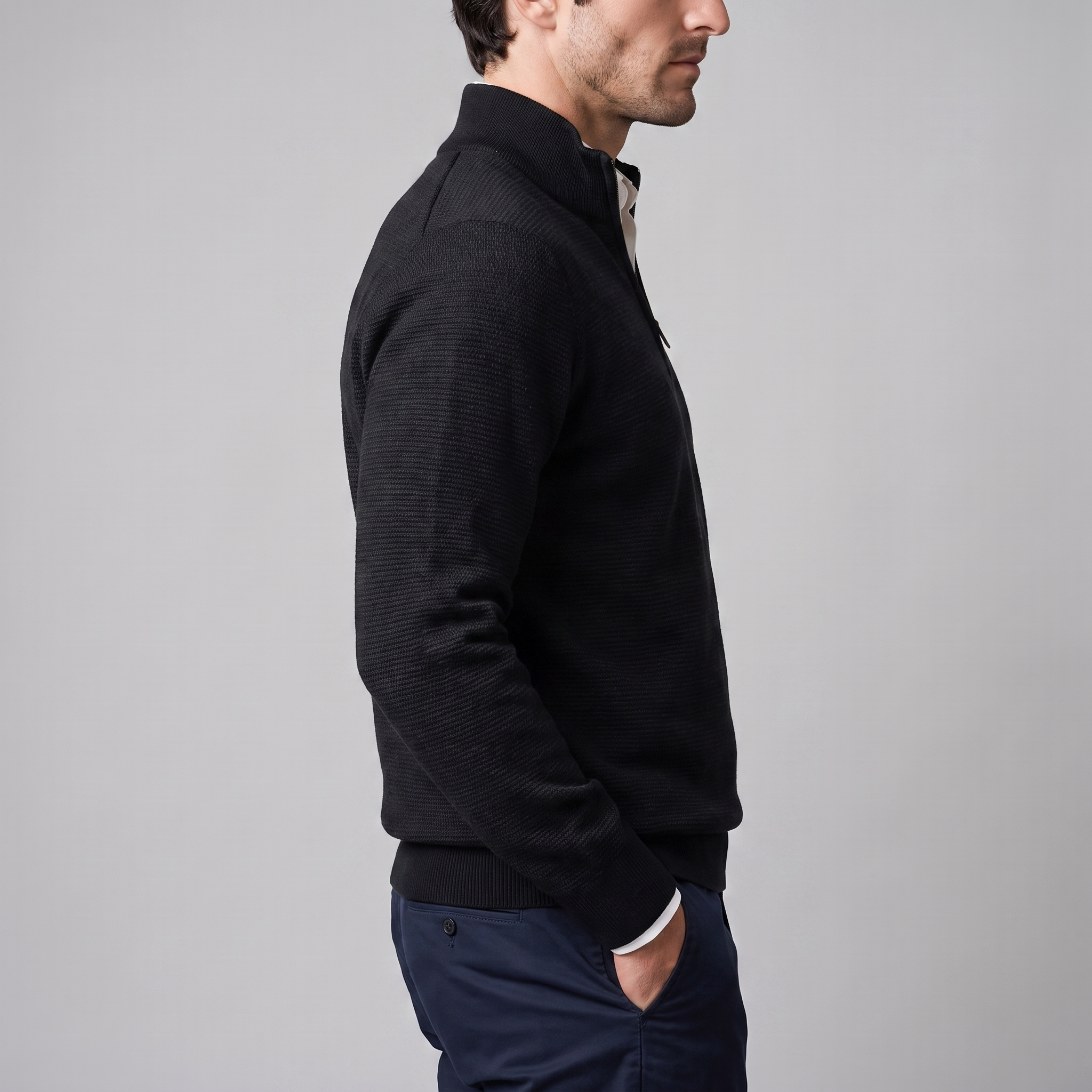 Men's Textured Quarter-Zip Sweater