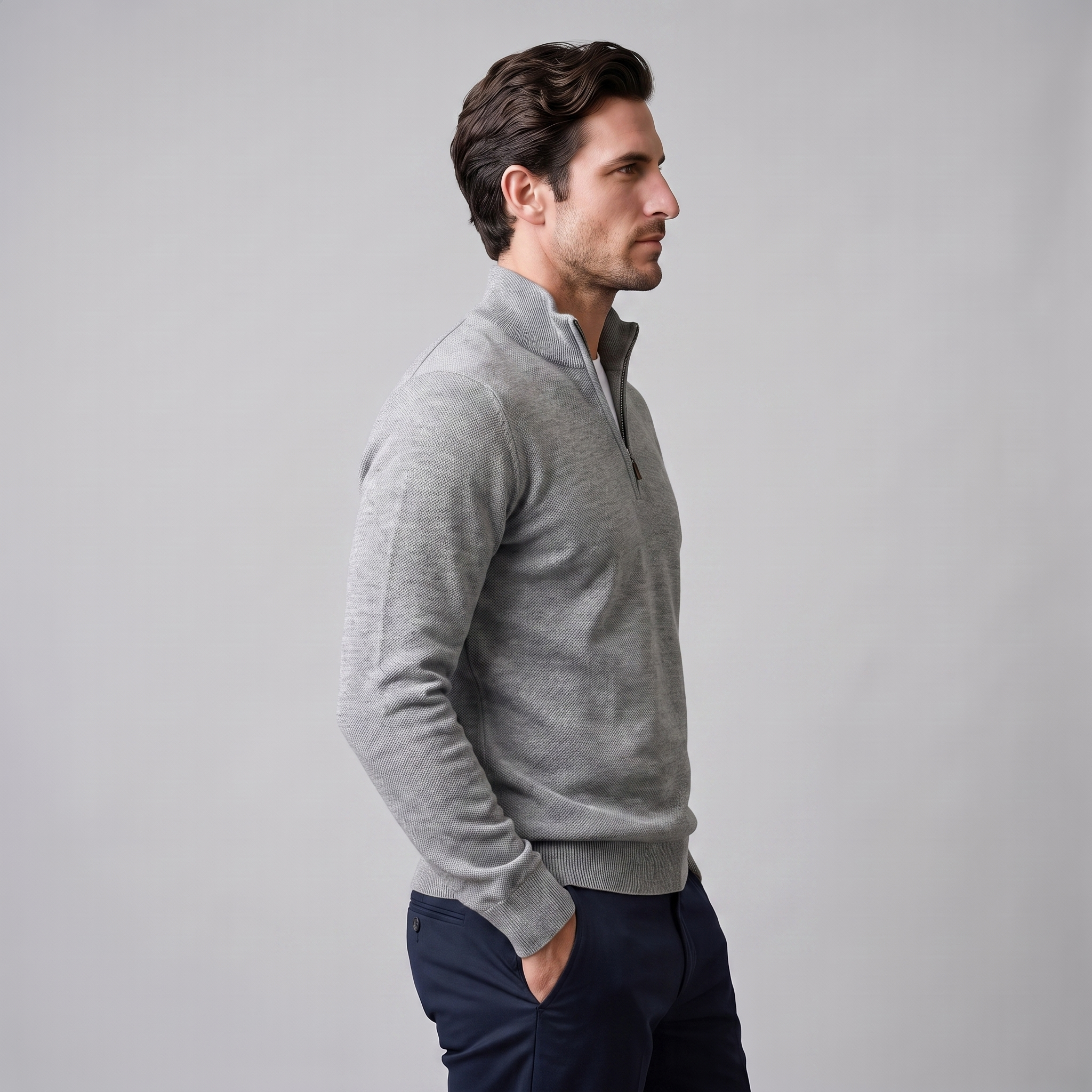Men's Textured Quarter-Zip Sweater
