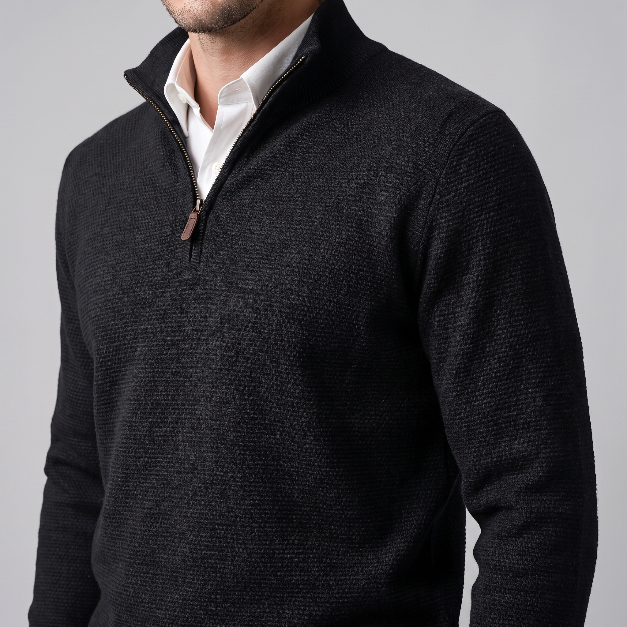 Men's Textured Quarter-Zip Sweater