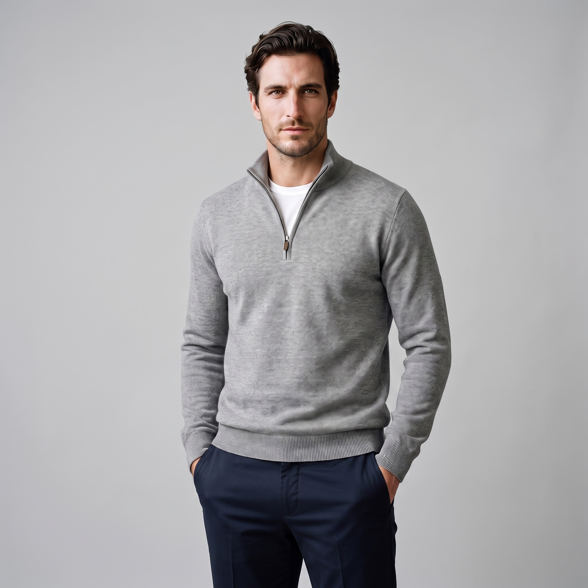 Men's Textured Quarter-Zip Sweater