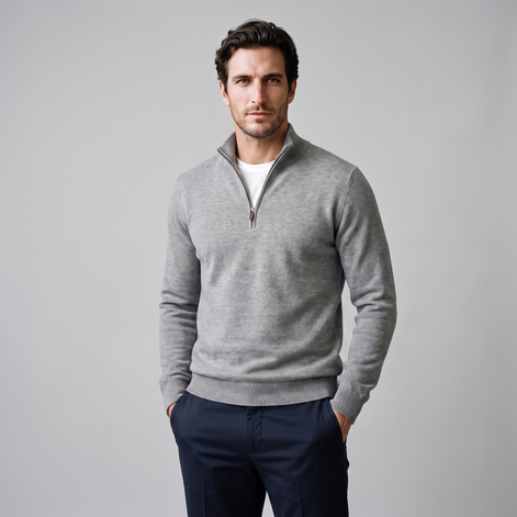 Men's Textured Quarter-Zip Sweater