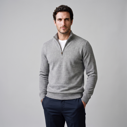 Men's Textured Quarter-Zip Sweater