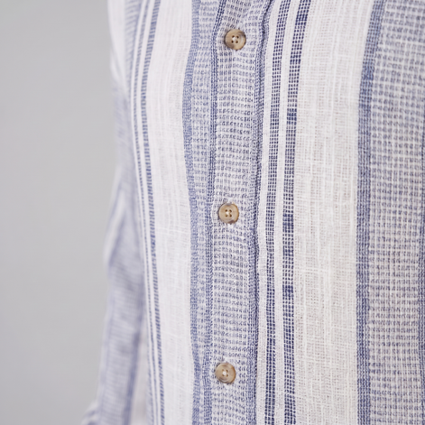 Men's Casual Textured Stripe Button-Up Shirt