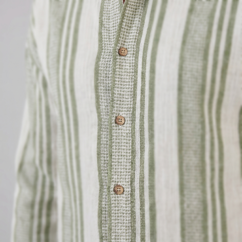 Men's Casual Textured Stripe Button-Up Shirt