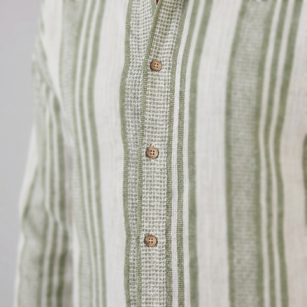 Men's Casual Textured Stripe Button-Up Shirt