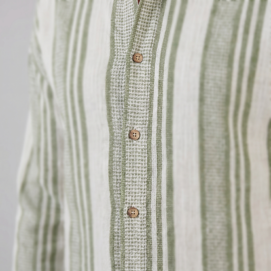 Men's Casual Textured Stripe Button-Up Shirt