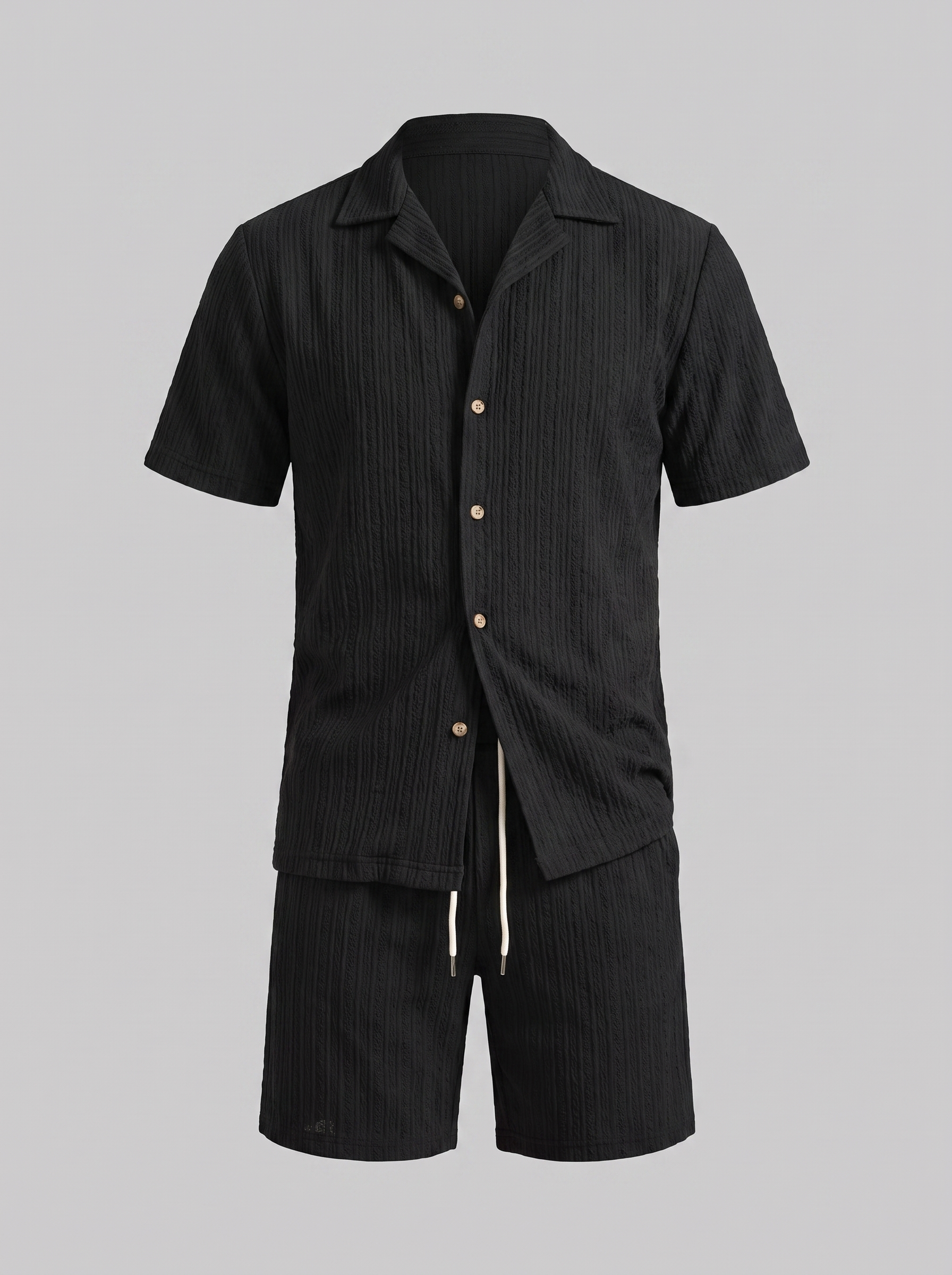 Men's Textured Stripe Short Sleeve Co-Ord Set