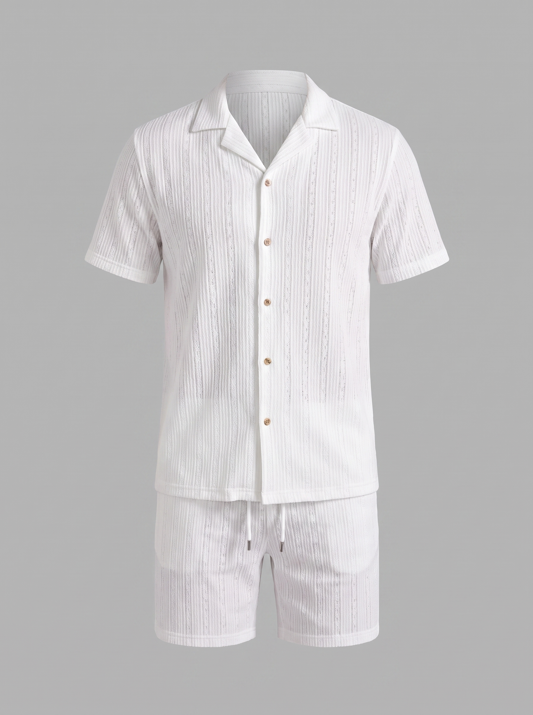 Men's Textured Stripe Short Sleeve Co-Ord Set