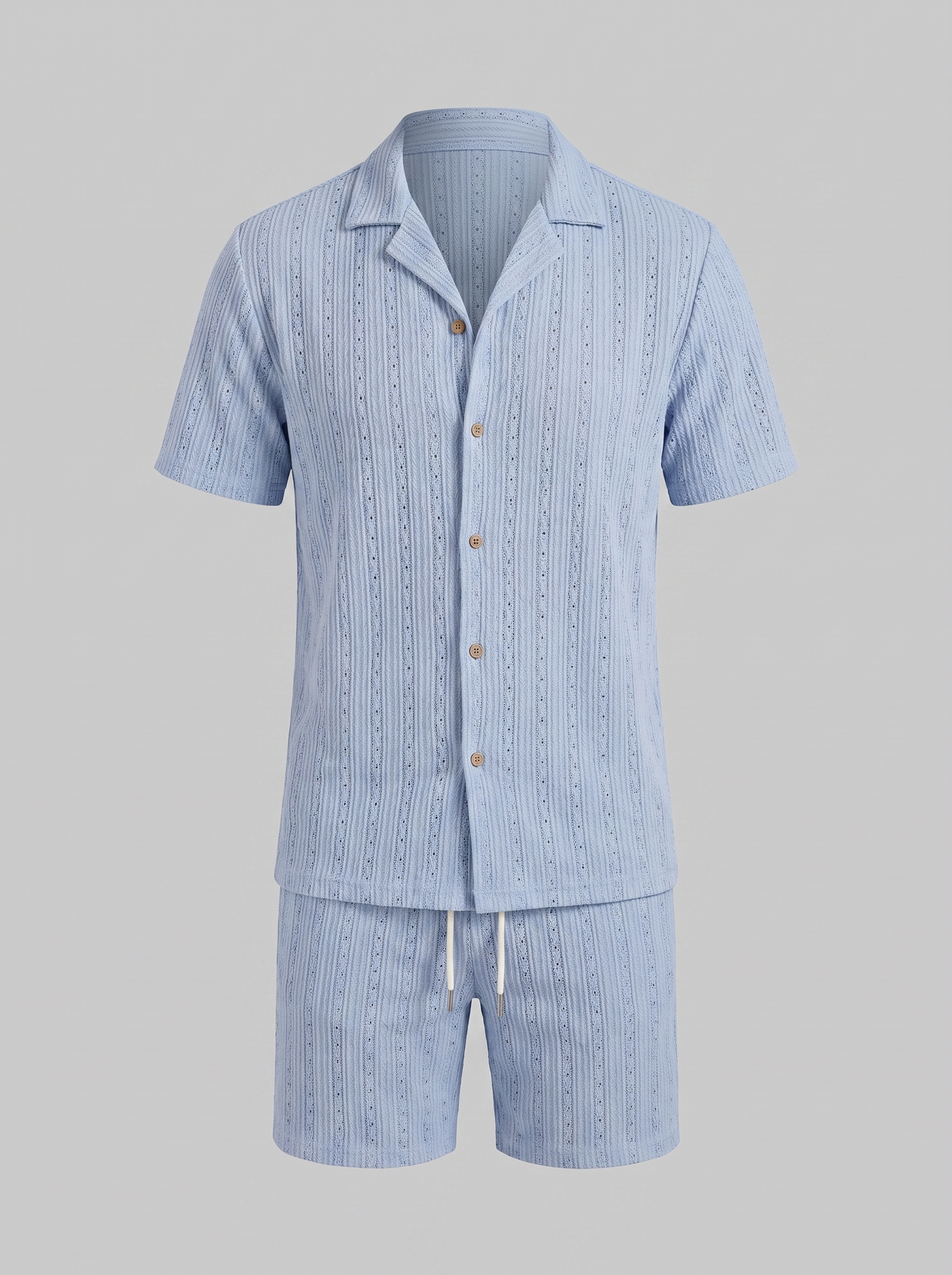 Men's Textured Stripe Short Sleeve Co-Ord Set
