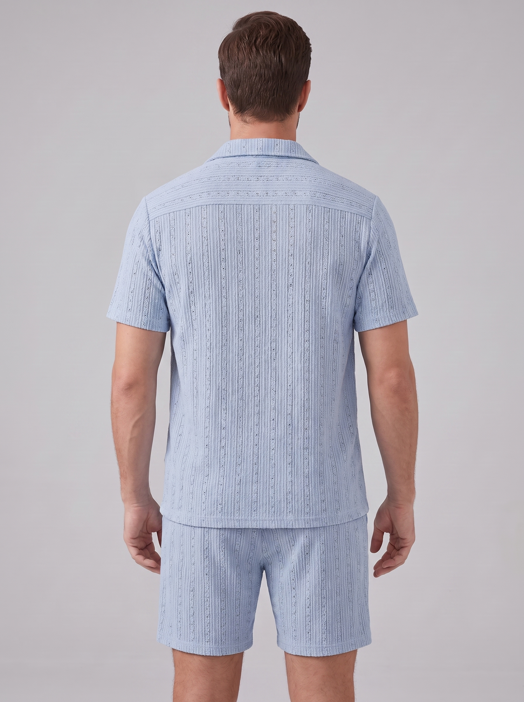 Men's Textured Stripe Short Sleeve Co-Ord Set