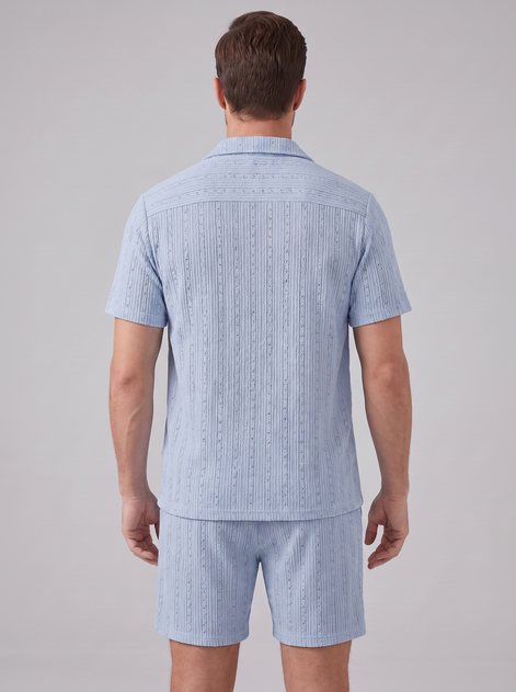 Men's Textured Stripe Short Sleeve Co-Ord Set