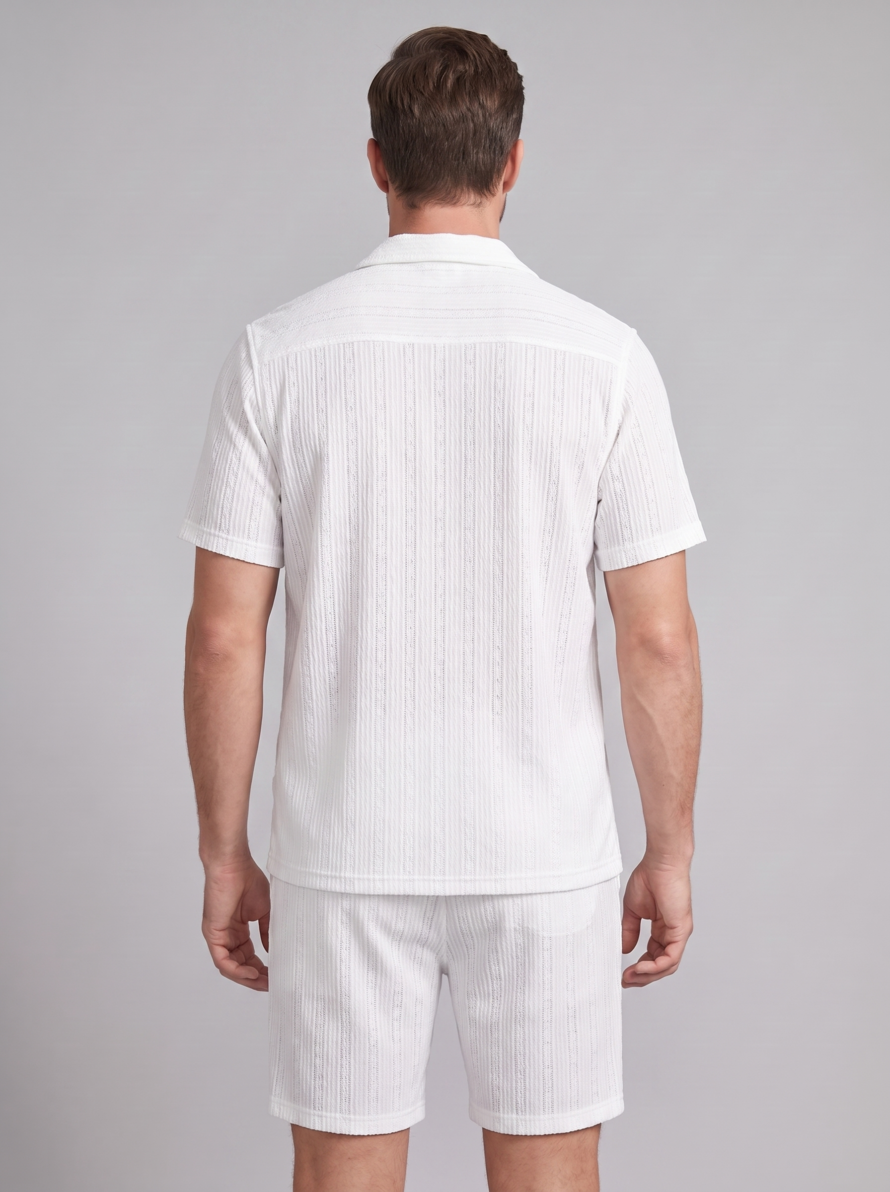 Men's Textured Stripe Short Sleeve Co-Ord Set