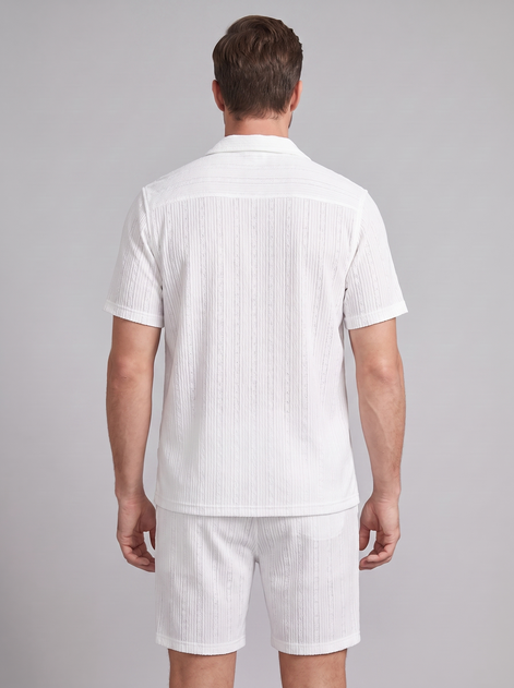 Men's Textured Stripe Short Sleeve Co-Ord Set